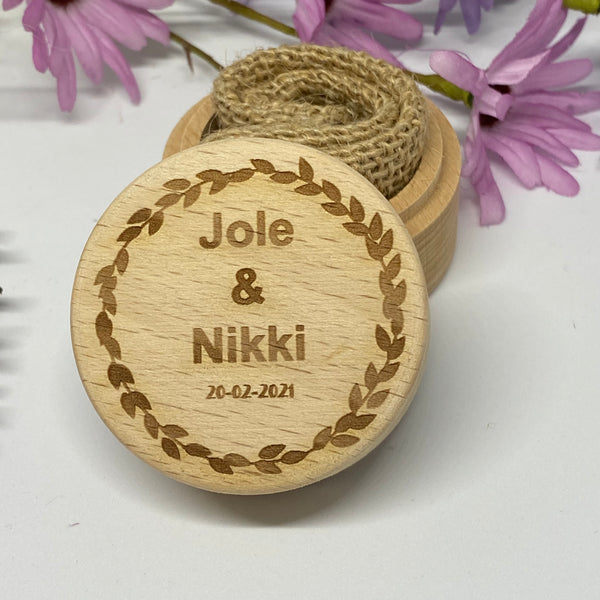 Personalised wooden ring box