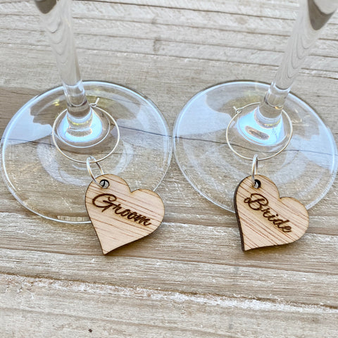 Rustic Bridal Party wood wine charms