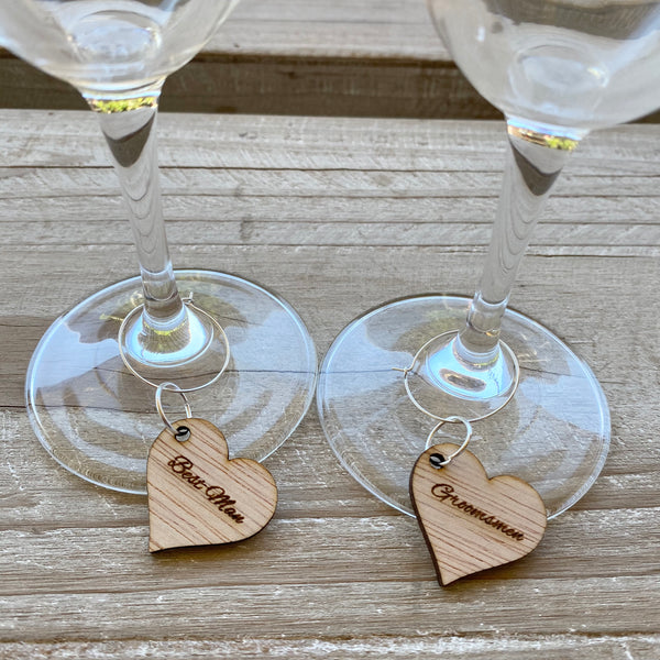 Rustic Bridal Party wood wine charms