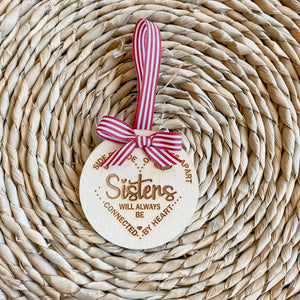 Wooden engraved sisters Christmas Gift ornament | Christmas ornament