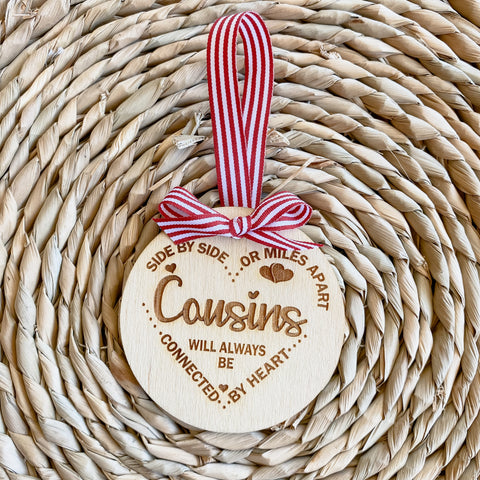 Wooden engraved cousins Christmas Gift ornament | Christmas ornament | gifts for cousins at xmas | Christmas