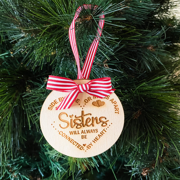 Wooden engraved sisters Christmas Gift ornament | Christmas ornament