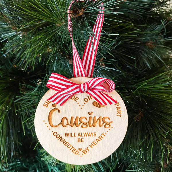 Wooden engraved cousins Christmas Gift ornament | Christmas ornament | gifts for cousins at xmas | Christmas