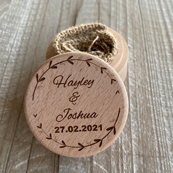 Personalised wooden ring box