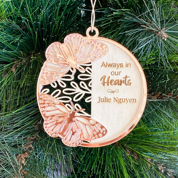 Personalised Christmas Butterfly Remembrance ornament keepsake