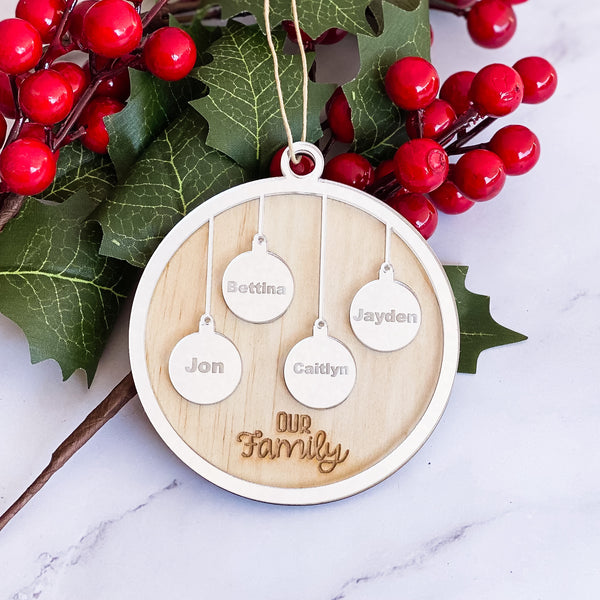 Personalised Family bauble ornament engraved Keepsake