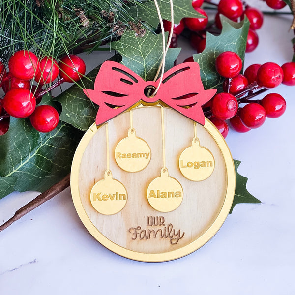 Personalised Family bauble ornament engraved Keepsake