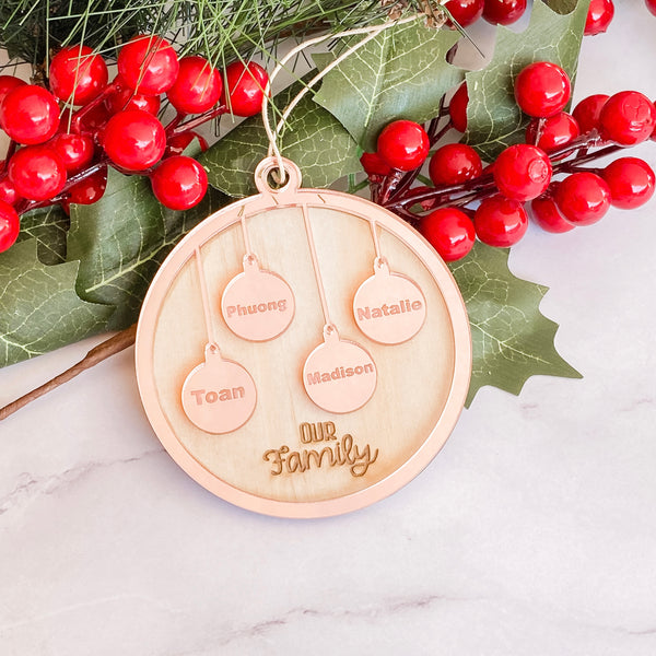 Personalised Family bauble ornament engraved Keepsake