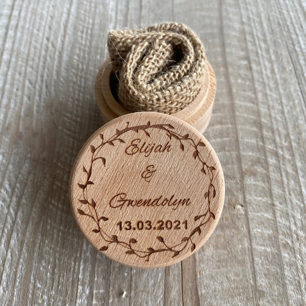 Personalised wooden ring box