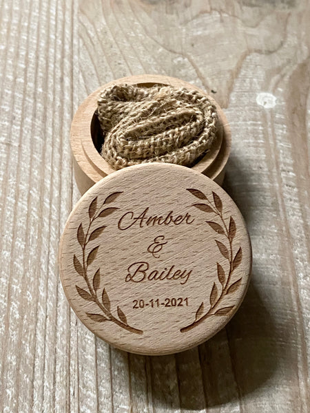 Personalised wooden ring box