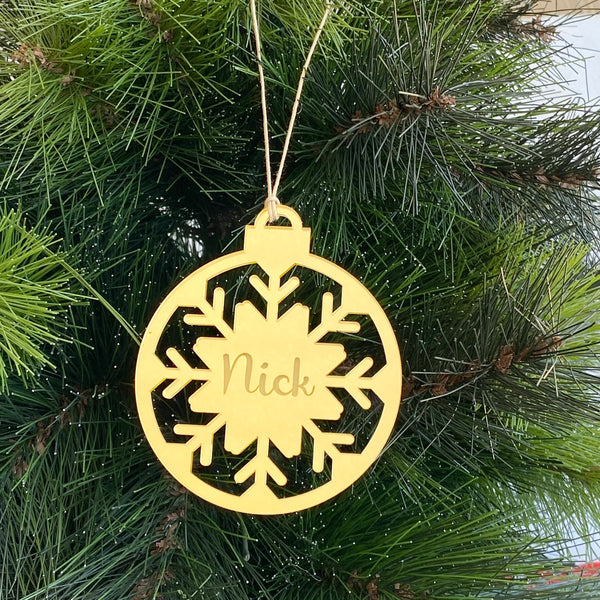 Snowflake Mirror Acrylic Christmas ornament Personalised Made to Order