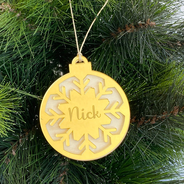 Snowflake Mirror Acrylic & Wood Double layer Christmas ornament Personalised Made to Order