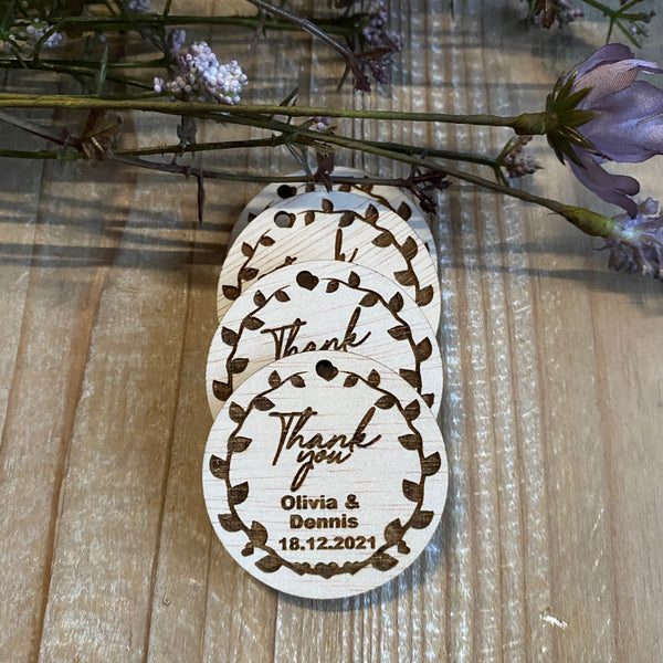 Personalised Wooden Rustic Round Thank You Gift Tags