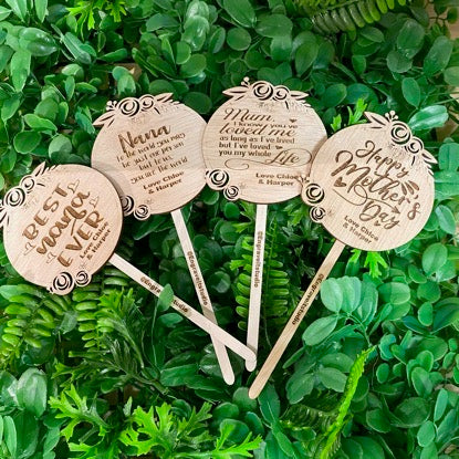 Mother’s Day Plant sticks with personalised Messages