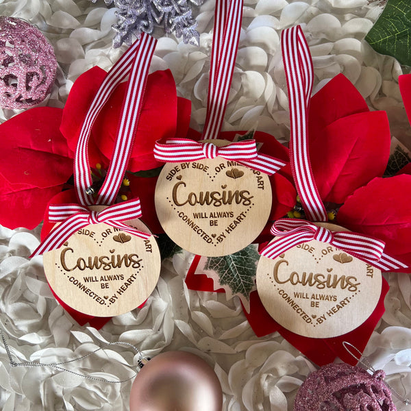 Wooden engraved cousins Christmas Gift ornament | Christmas ornament | gifts for cousins at xmas | Christmas