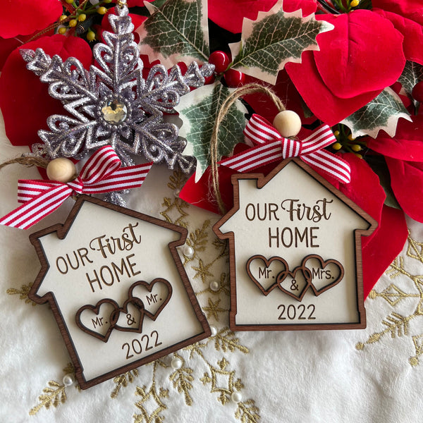 Our first home ornament handcrafted as Mr & Mrs | Mrs & Mrs | Mr & Mr