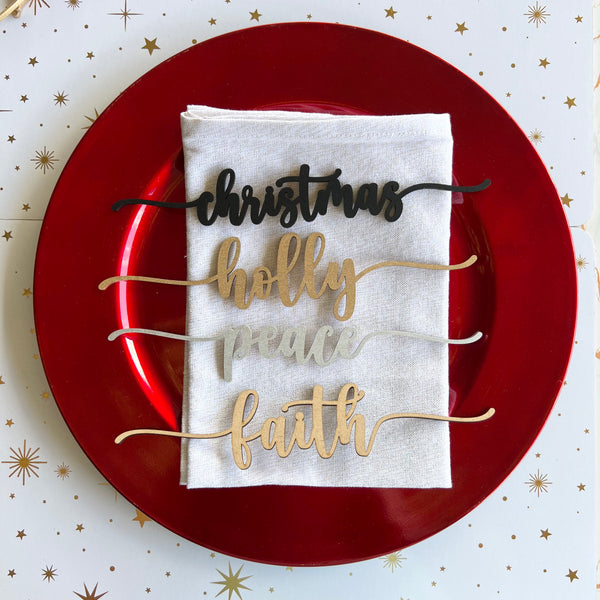 Christmas wood place cards | Christmas Place Setting Words | Wood Christmas Words | Place Cards Dinner | Christmas Place Setting