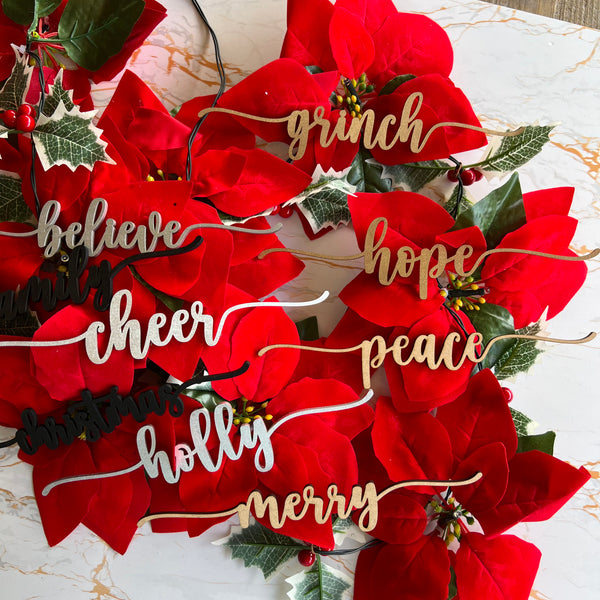 Christmas wood place cards | Christmas Place Setting Words | Wood Christmas Words | Place Cards Dinner | Christmas Place Setting