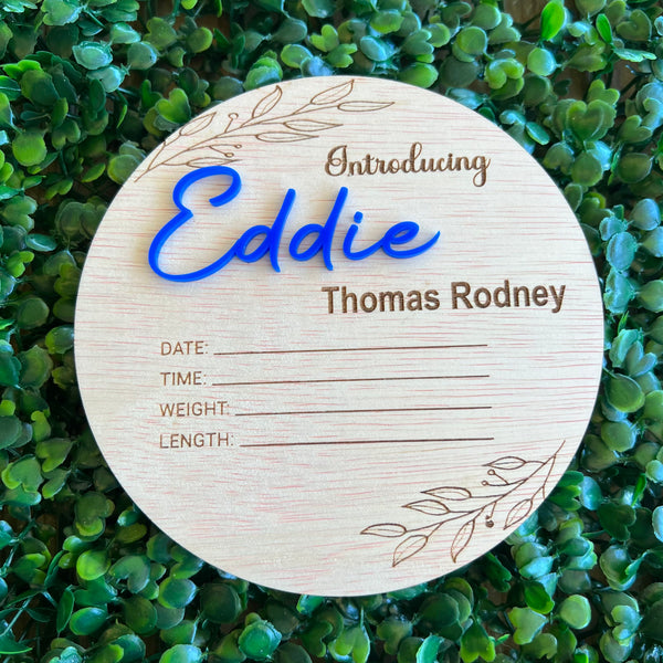 Wooden Birth announcement plaque 3D with acrylic name | Hospital Sign