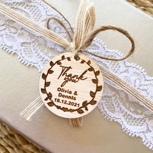 Personalised Wooden Rustic Round Thank You Gift Tags