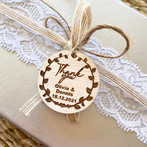 Personalised Wooden Rustic Round Thank You Gift Tags
