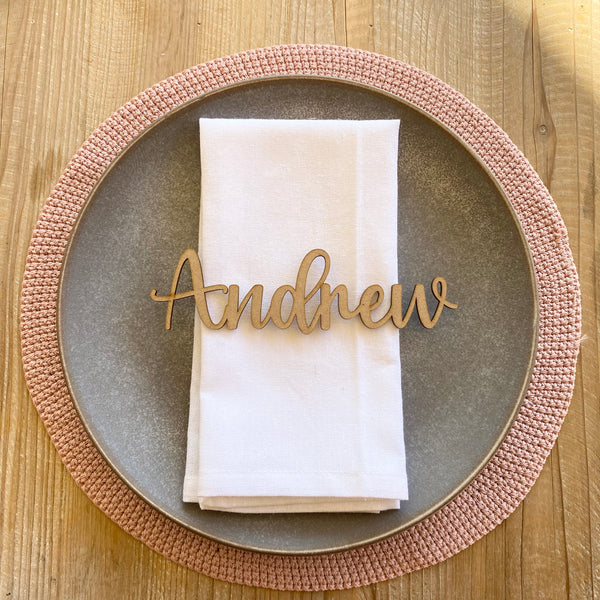 Wooden name place card table settings