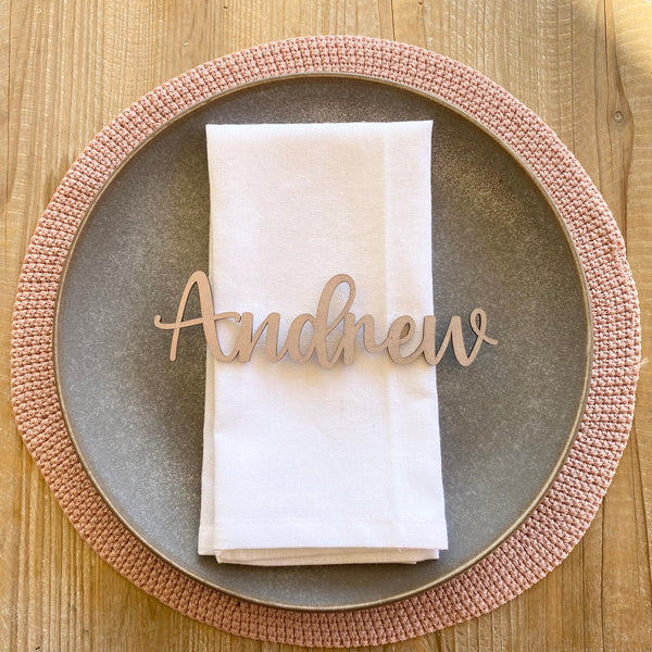 Wooden name place card table settings