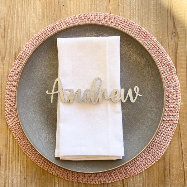 Wooden name place card table settings