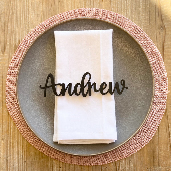 Wooden name place card table settings