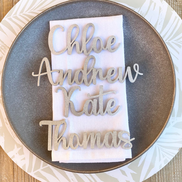 Wooden name place card table settings