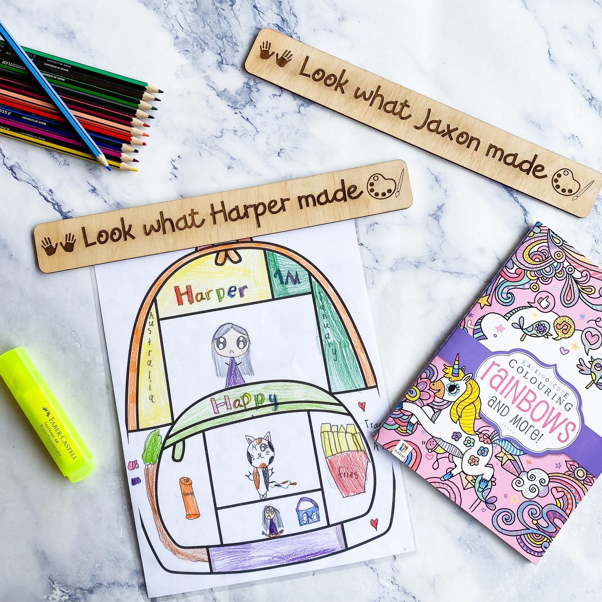 Kids Personalised Fridge Artwork Magnet Rectangle Look what I made