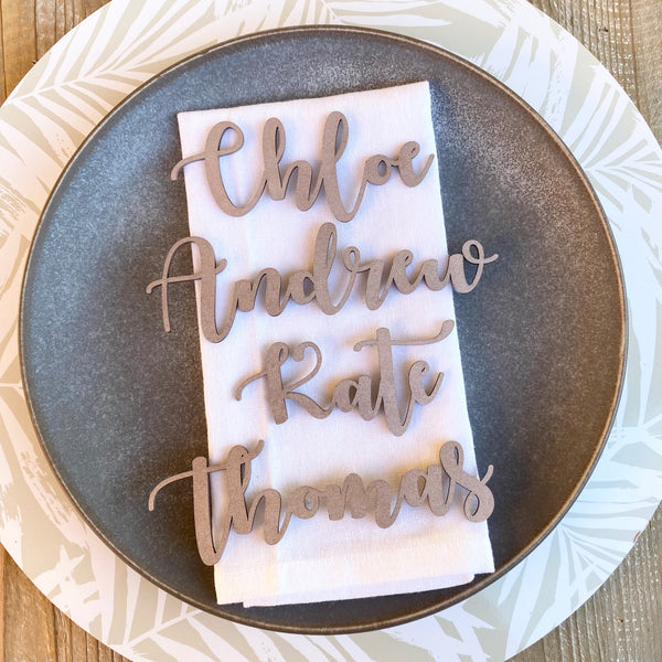 Wooden name place card table settings