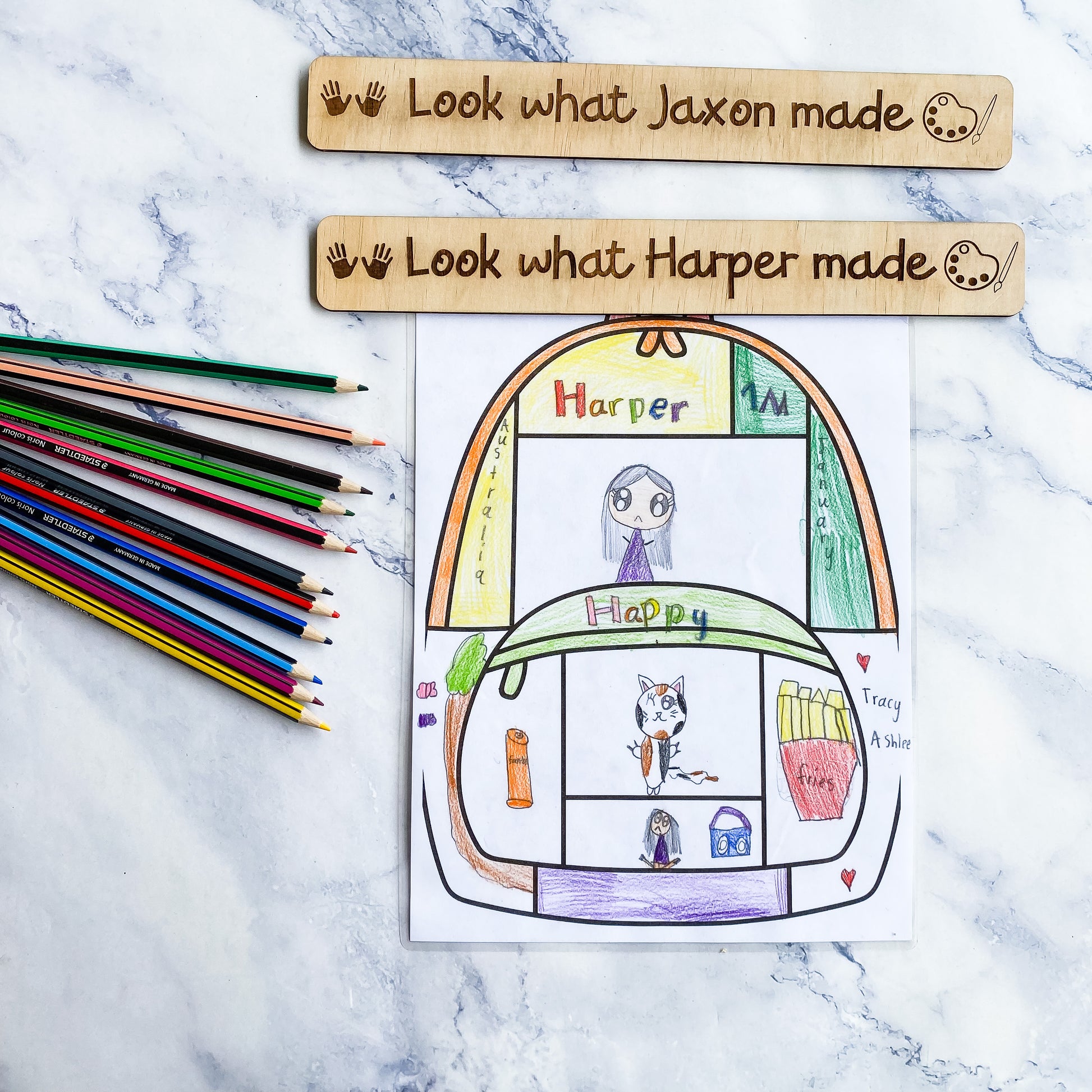 Kids Personalised Fridge Artwork Magnet Rectangle Look what I made