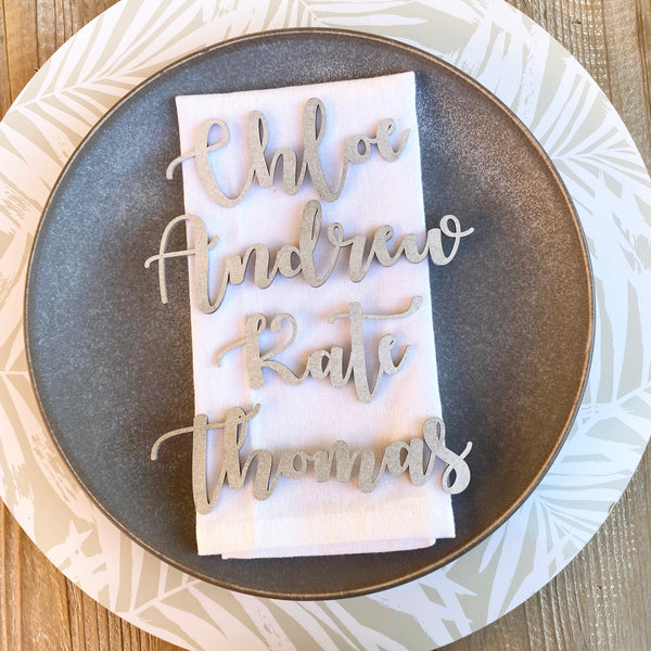 Wooden name place card table settings