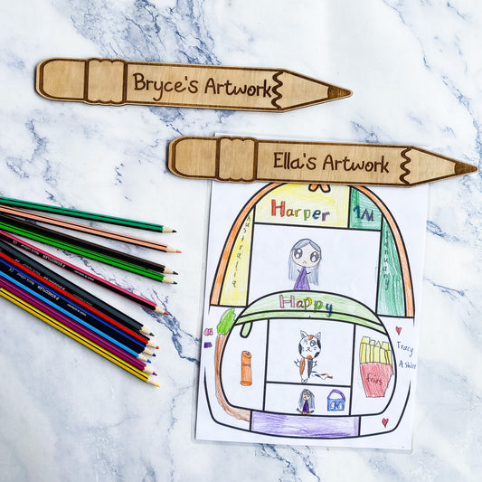 Kids Personalised Fridge Artwork Magnet Pencil shape Wood