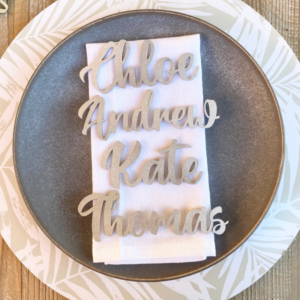 Wooden name place card table settings