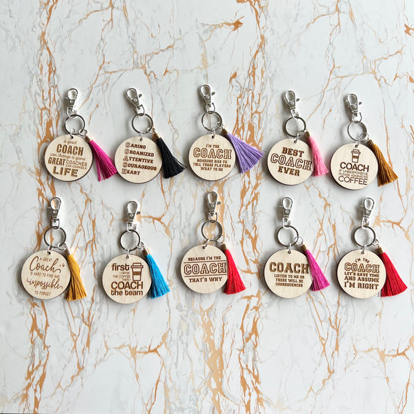 Personalised Wooden Coach Key Rings Engraved