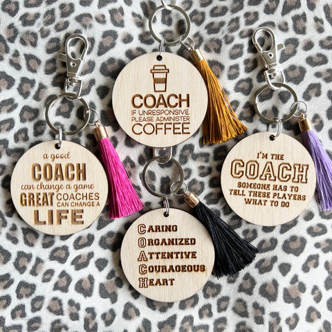 Personalised Wooden Coach Key Rings Engraved