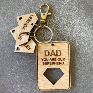 personalised dad superhero keyring