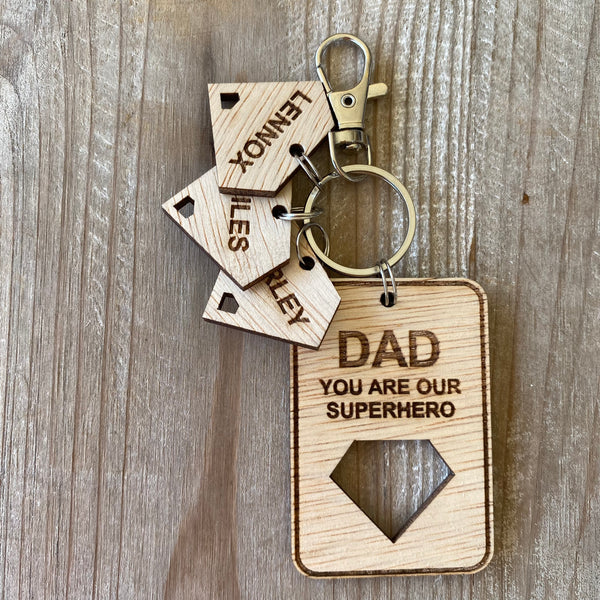 Personalised Dad superhero Keyring