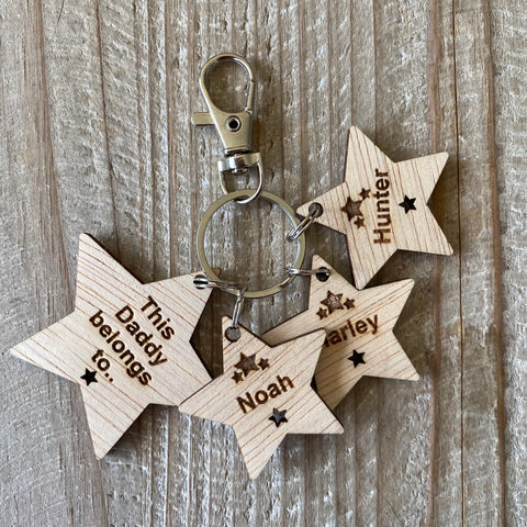 Personalised Rustic Engraved Keyring for Dad.