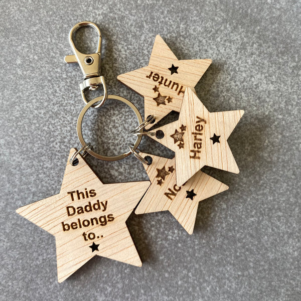 Personalised Rustic Engraved Keyring for Dad.