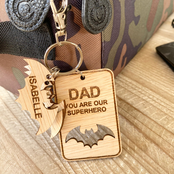 Personalised Superhero Dad keyring