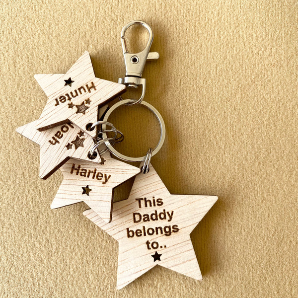 Personalised This Daddy belongs to.. Star shaped key ring