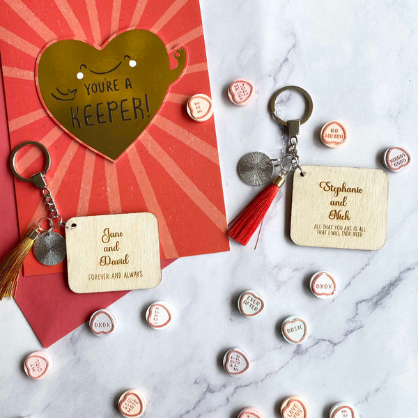 Wood Anniversary day we first met calendar Key ring personalised