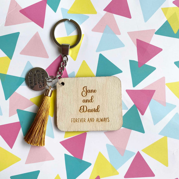 Wood Anniversary day we first met calendar Key ring personalised