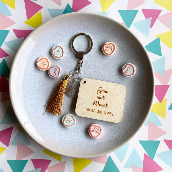 Wood Anniversary day we first met calendar Key ring personalised