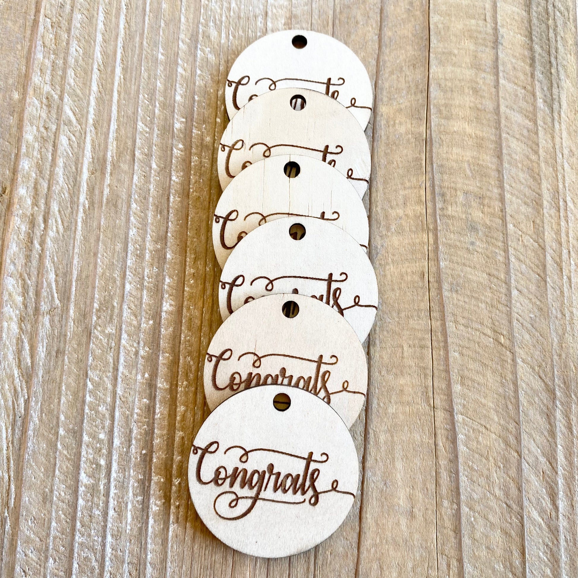 Wooden Congrats Round Engraved Tags Florist supplies