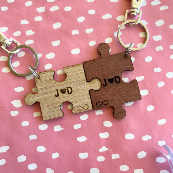 Couples jigsaw personalised key rings Media 1 of 6