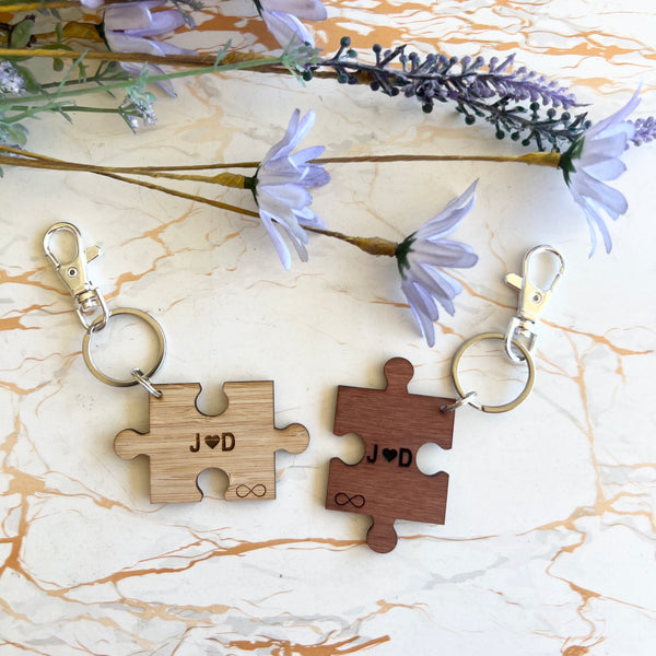 Couples jigsaw personalised key rings Media 1 of 6